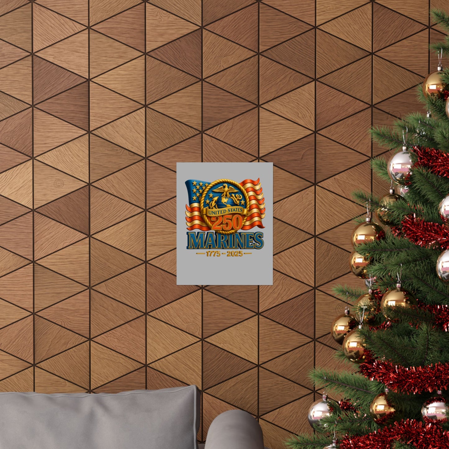 US Marines 250th Anniversary Matte Poster | 1775-2025, American Flag Emblem