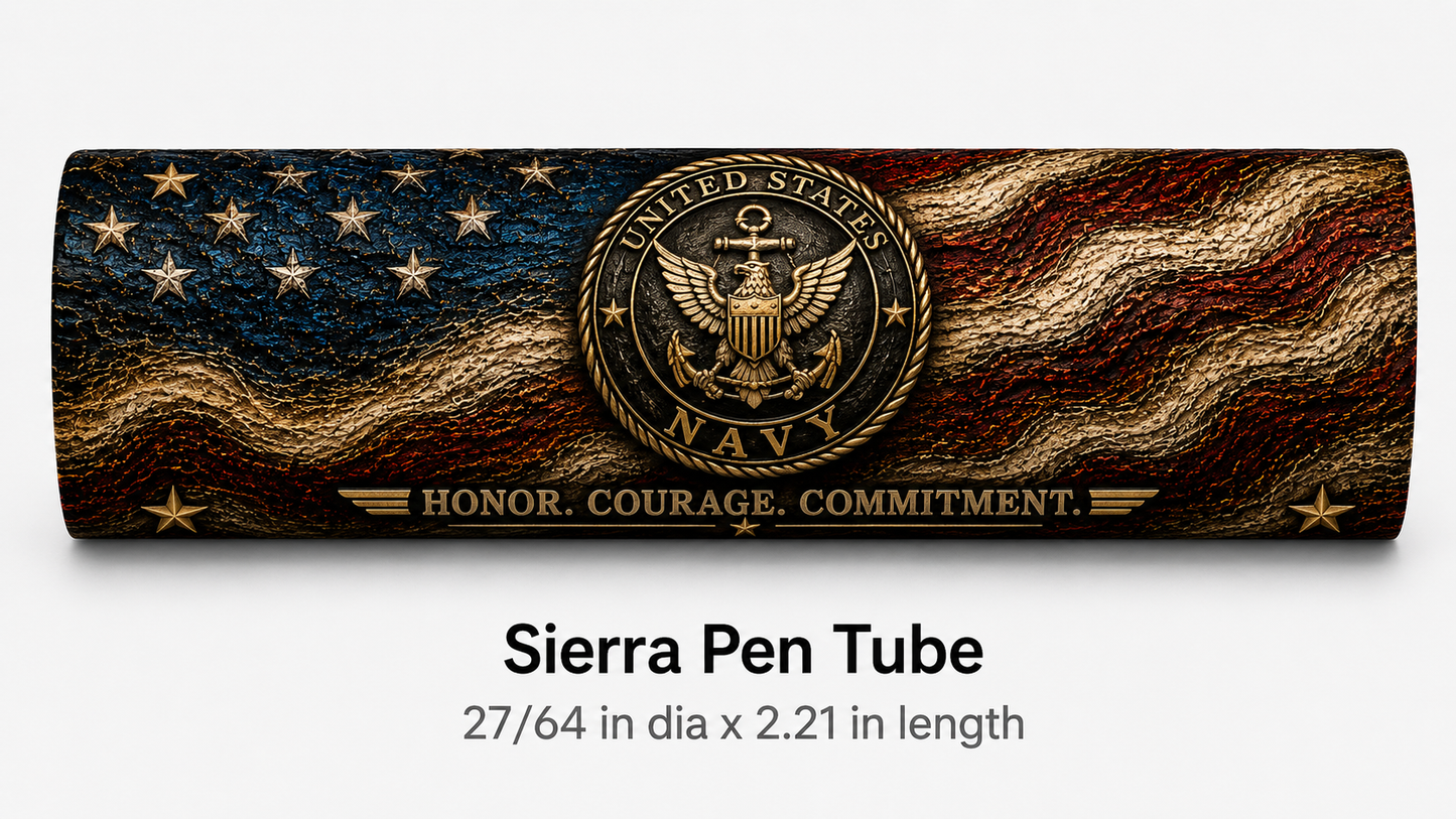 USN Tribute Pen Blank – Honor. Courage. Commitment. – Cast Resin Tube-In Blank