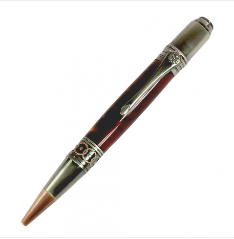 Steampunk - GenX - Art Deco Pen Kit - Antique Rose Copper & Gunmetal (Gunmetal Clip)