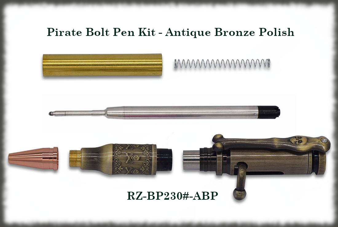 Bolt Action Pirate Pen Kit Bundle with Pirate Resin Cast Blanks