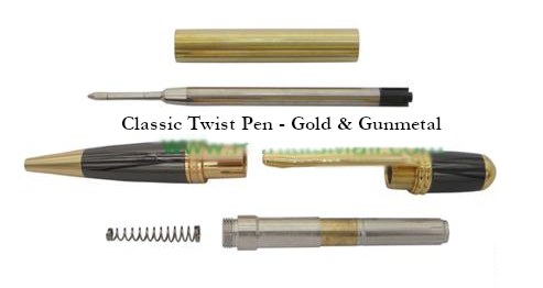 Classic Ballpoint Twist Pen Kit - Gold and Gunmetal Plating