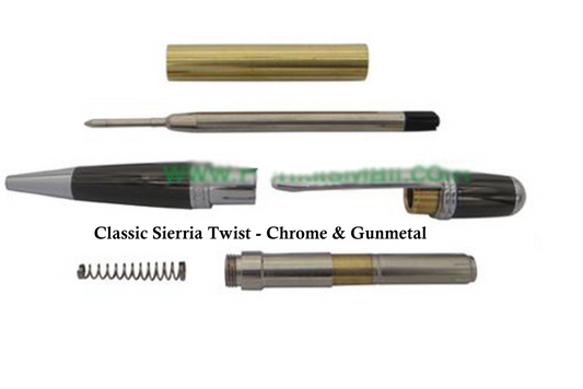 Classic Ballpoint Twist Pen Kit - Chrome and Gunmetal Plating