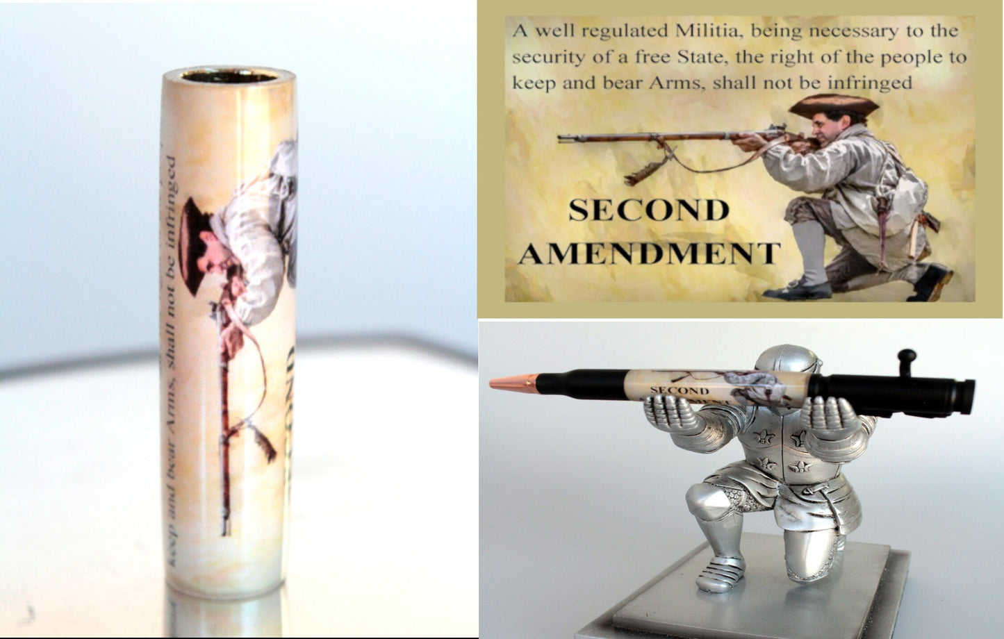 Pen Blank 2nd Amendment Cast Tube In with Kneeling Minuteman Pen Kit Bundle