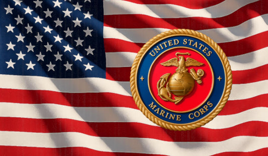 USMC Pen Blank – Bolt Action Pen Kit Blank with USMC Emblem and American Flag for Pen Turning - License #706-25