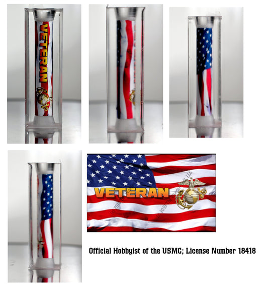 USMC Eagle Globe and Anchor Veteran Text on Old Glory Bolt Action Style Blank - Licensed
