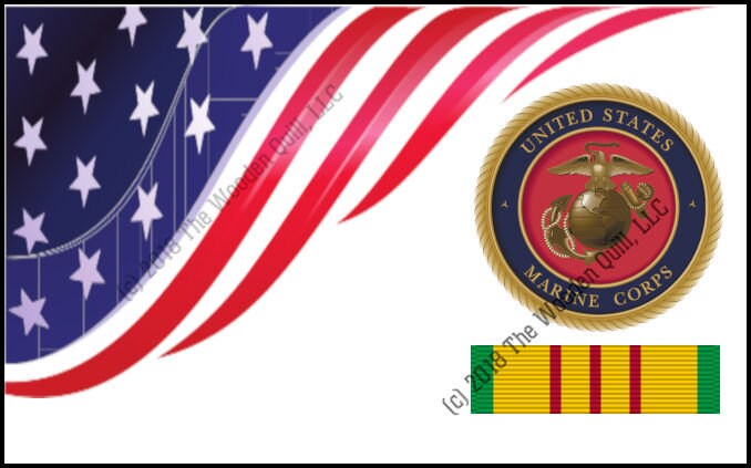 USMC Emblem US Flag - Vietnam Ribbon Sierra Style Blank - Licensed