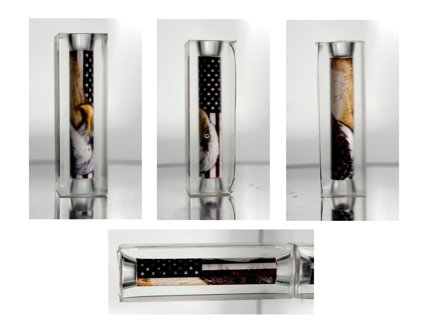 Patriotic Resin Cast Eagle and Historic Docs over American Flag Pen Blank