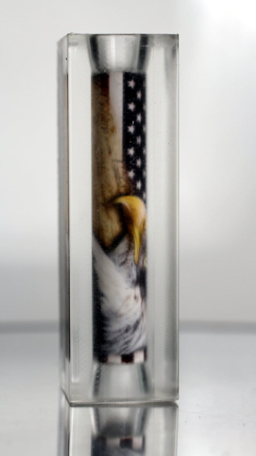 Patriotic Resin Cast Eagle and Historic Docs over American Flag Pen Blank