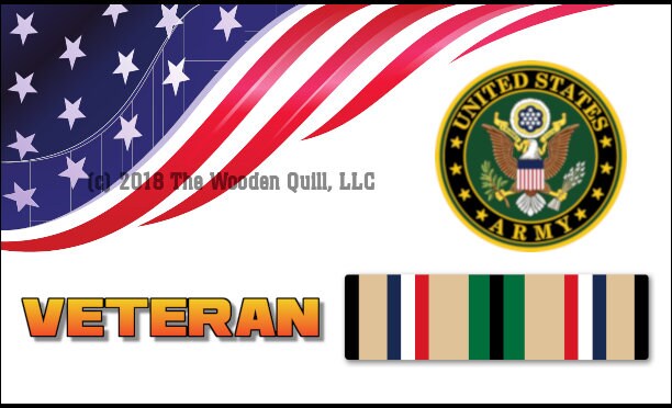 US Army Emblem Old Glory Banner Desert Storm Service Ribbons Pen Blank - Licensed