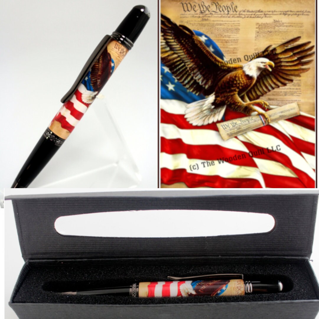 American Flag - Constitution - We The People Resin Cast Pen Blank