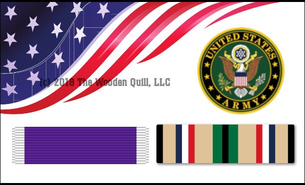 US Army Emblem Old Glory Banner Desert Storm Service Ribbons Pen Blank - Licensed