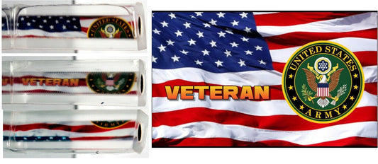 US Army Service Emblem Honoring Vets on Old Glory Bolt Action Blank - Licensed