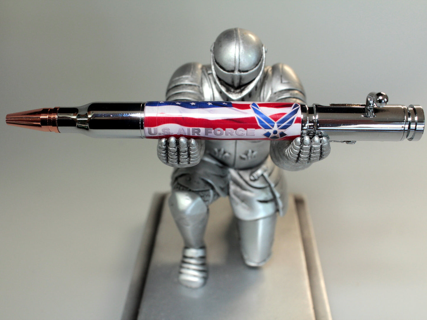 US Air Force Logo on Old Glory Cast on Bolt Action Pen Blank - Licensed