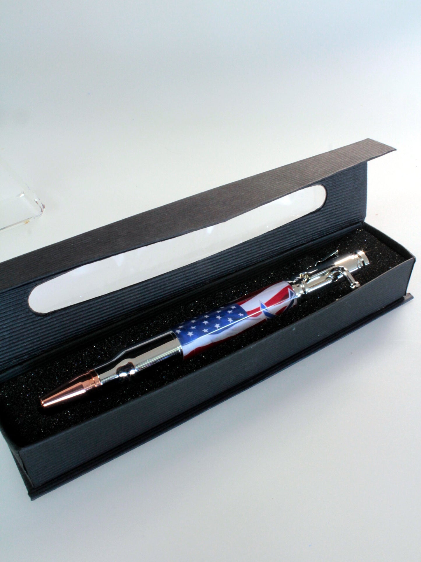 US Air Force Logo on Old Glory Cast on Bolt Action Pen Blank - Licensed