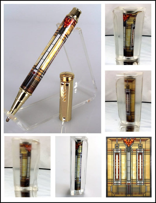 Frank Lloyd Wright Inspired Resin Cast Pen Blank Prairie Themed for the Editor aka Tiny Giant Pen Kit