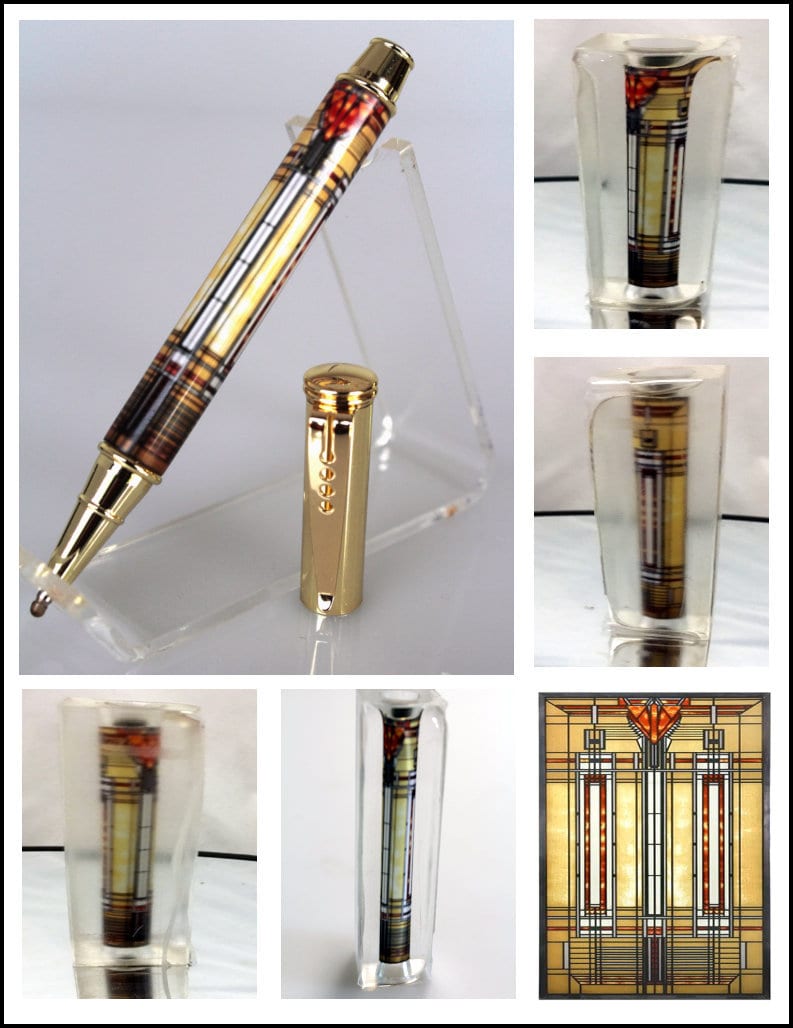 Frank Lloyd Wright Inspired Resin Cast Pen Blank Prairie Themed for the Editor aka Tiny Giant Pen Kit