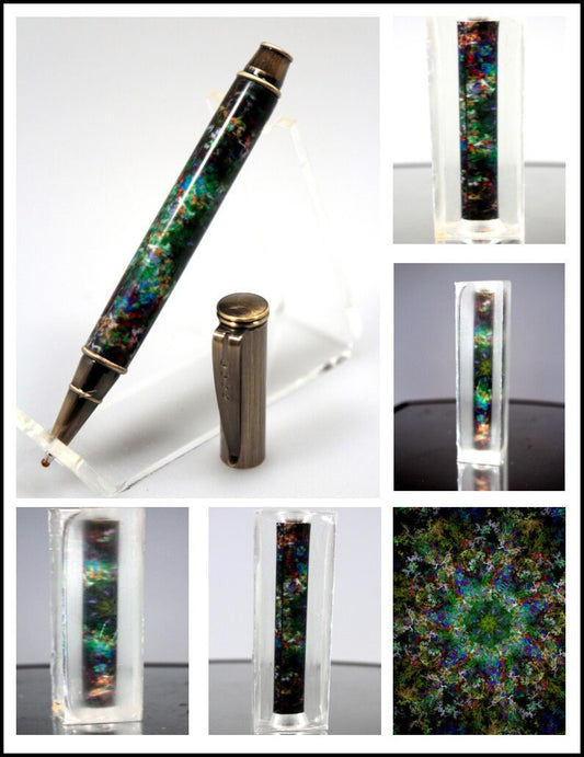 Resin Cast Pen Blank Fractal Flames Pattern Fractal Art for the Editor aka Tiny Giant Pen Kit