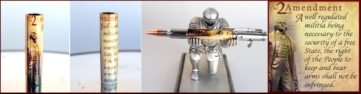 2nd Amendment Resin Pen Blank with Thomas Jefferson – Cast Tube-In for Bolt Action Pen Kits