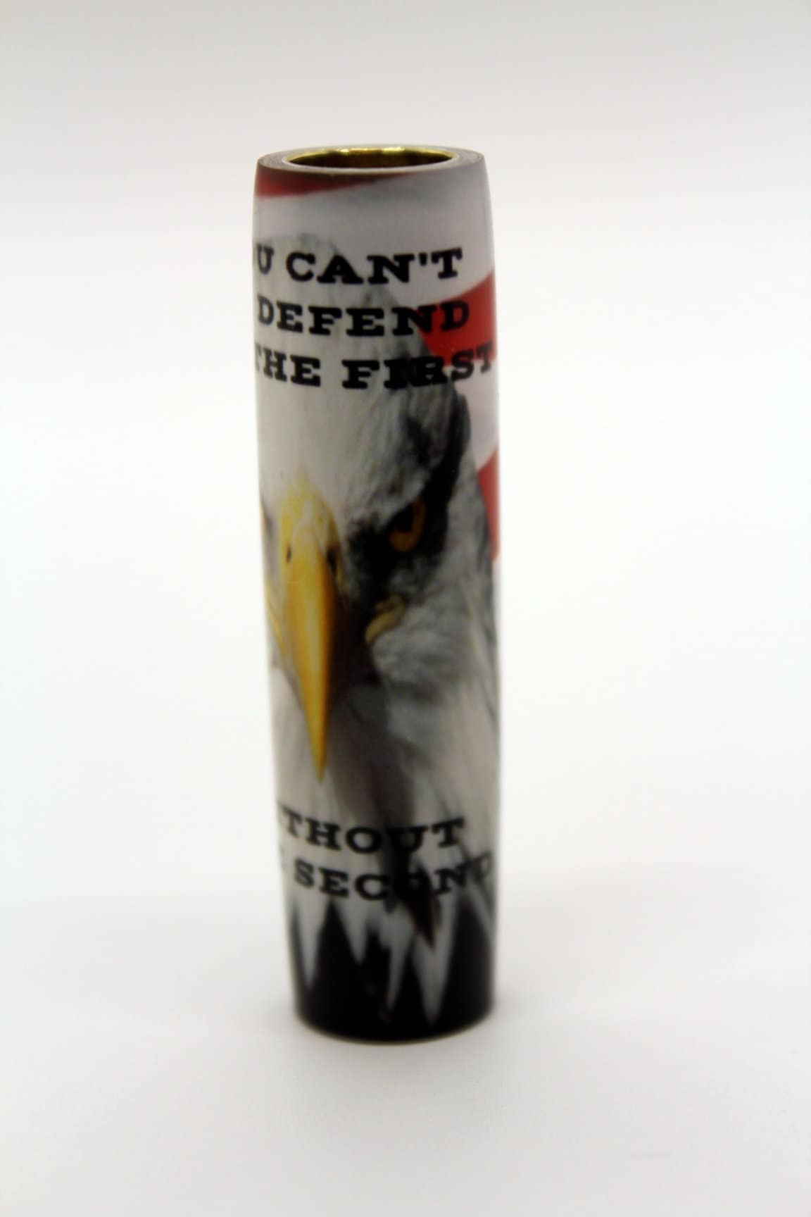 Bolt Action Pen Blank - Tube-On Carbine Blank, American Eagle on Flag, 'You can't Defend the 1st without the 2nd' - 2nd Amendment Patriotic