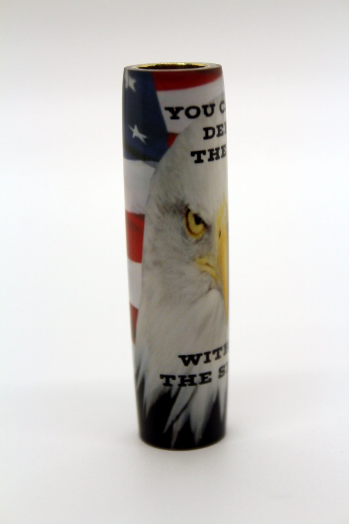 Bolt Action Pen Blank - Tube-On Carbine Blank, American Eagle on Flag, 'You can't Defend the 1st without the 2nd' - 2nd Amendment Patriotic
