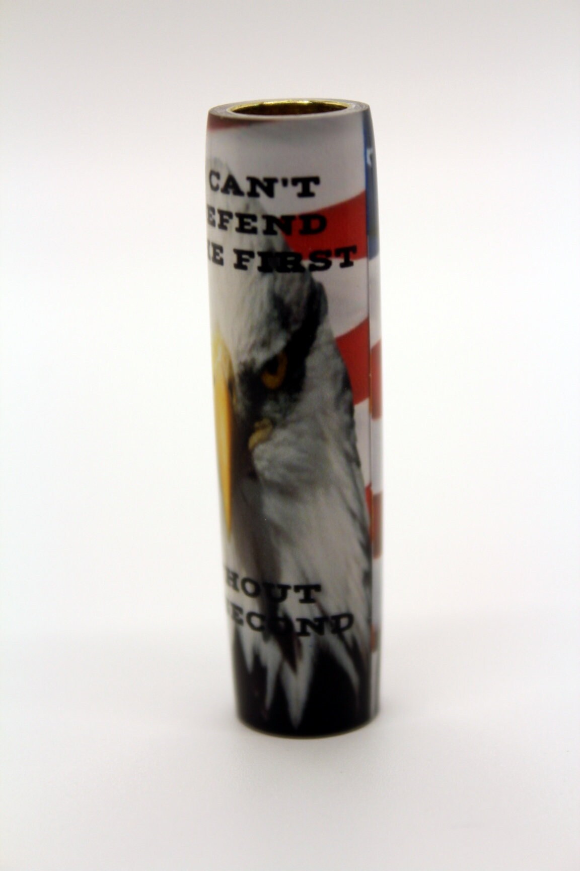 Bolt Action Pen Blank - Tube-On Carbine Blank, American Eagle on Flag, 'You can't Defend the 1st without the 2nd' - 2nd Amendment Patriotic