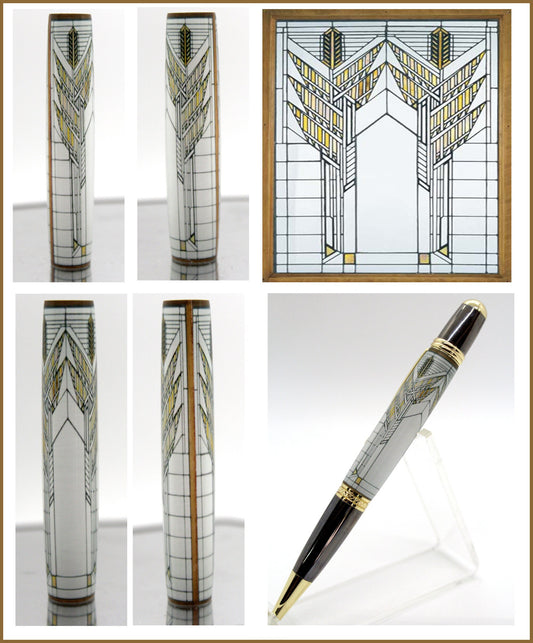 Frank Lloyd Wright - Sheaves of Wheat Stained Glass from Darwin D. Martin House Resin Cast Pen Blank for Classic Sierra Style Pen Kits