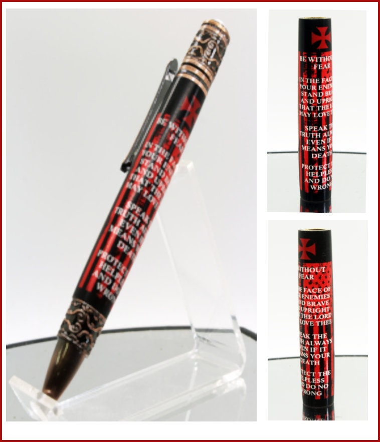 Templar Knight Pen Blank Christian Warrior Creed Cast Tube In - Great Father's Day Gift