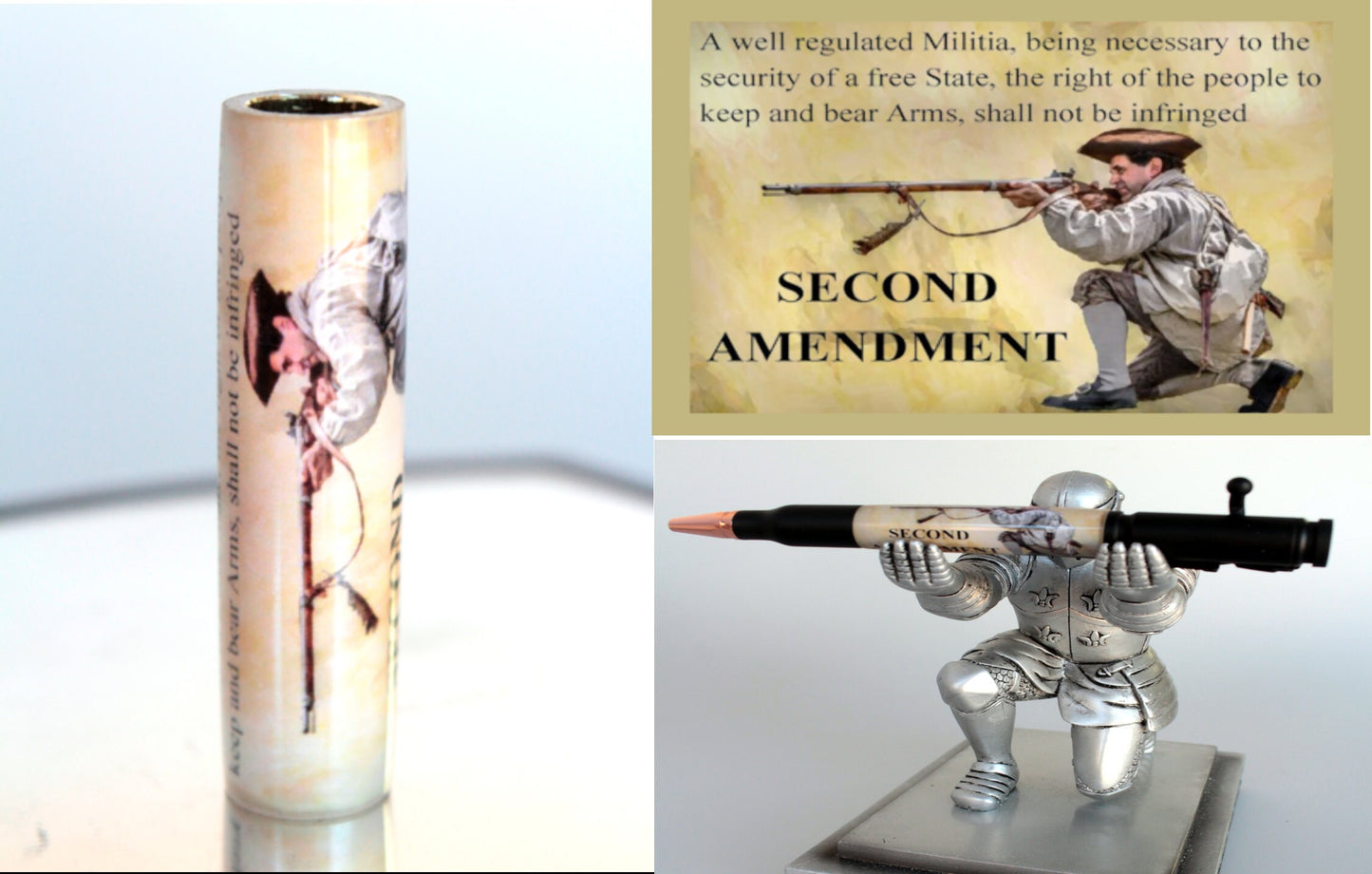 Pen Blank 2nd Amendment Cast Tube In with Kneeling Minuteman