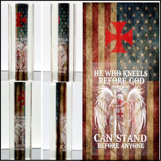 Templar Knight "He Who Kneels Before God" with Grunge US Flag - Resin Cast Pen Blank - Great Gift