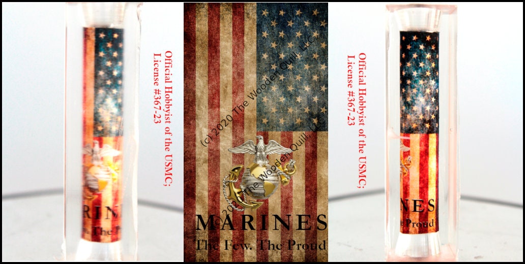 USMC Bolt Pen Blank Eagle Globe and Anchor Antique Grunge Flag - License #367-23