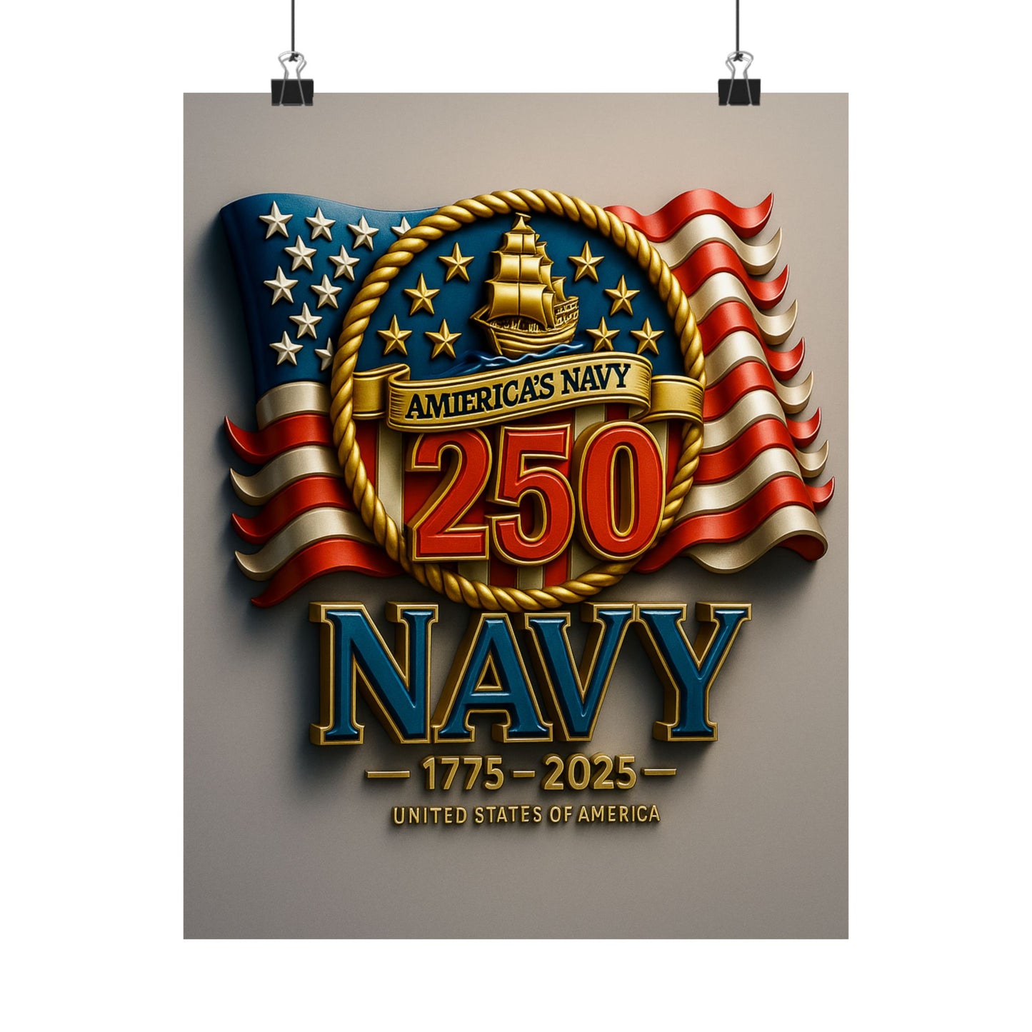 Navy 250th Anniversary Matte Vertical Poster – "America's Navy 1775–2025"