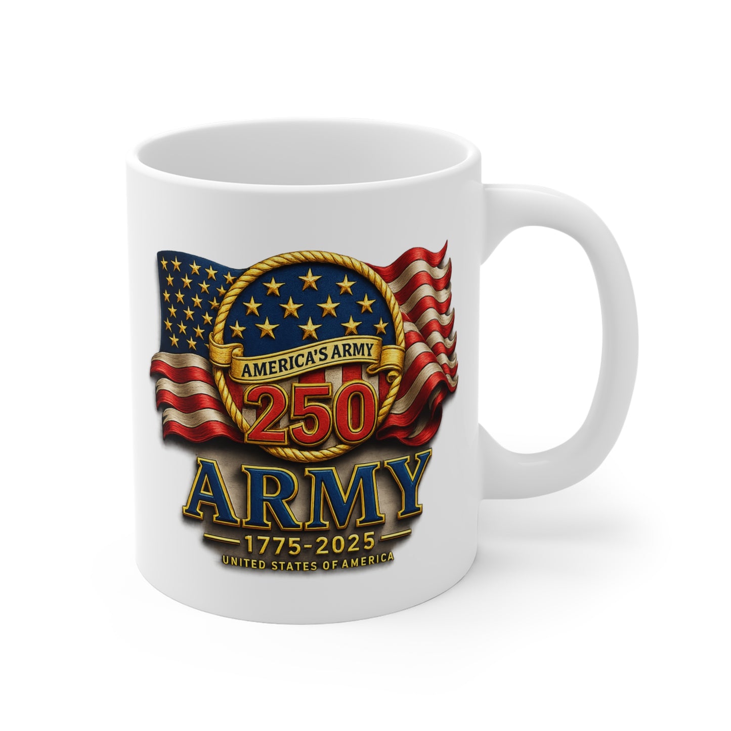 Army 250th Anniversary 11oz Mug — 'America's Army 1775–2025' Commemorative Coffee Cup
