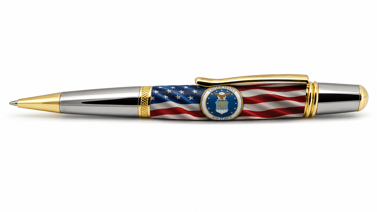 Classic Sierra Twist pen mockup with US Air Force Emblem on Old Glory artwork