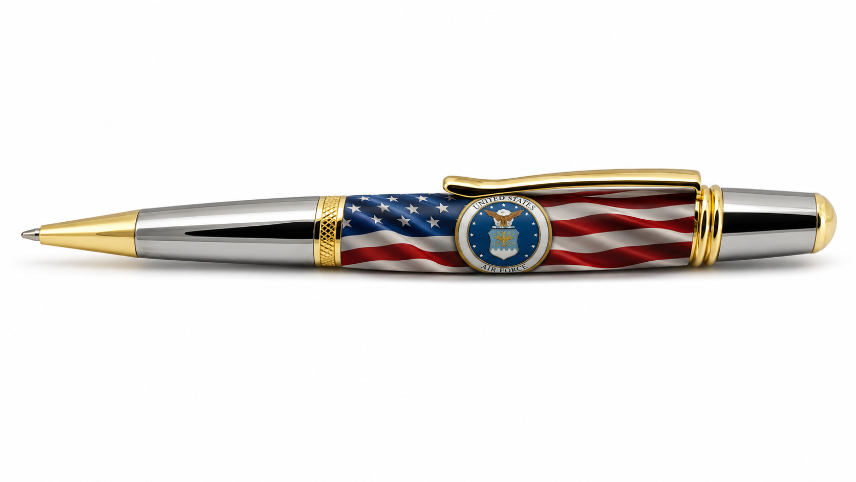 Classic Sierra Twist pen mockup with US Air Force Emblem on Old Glory artwork