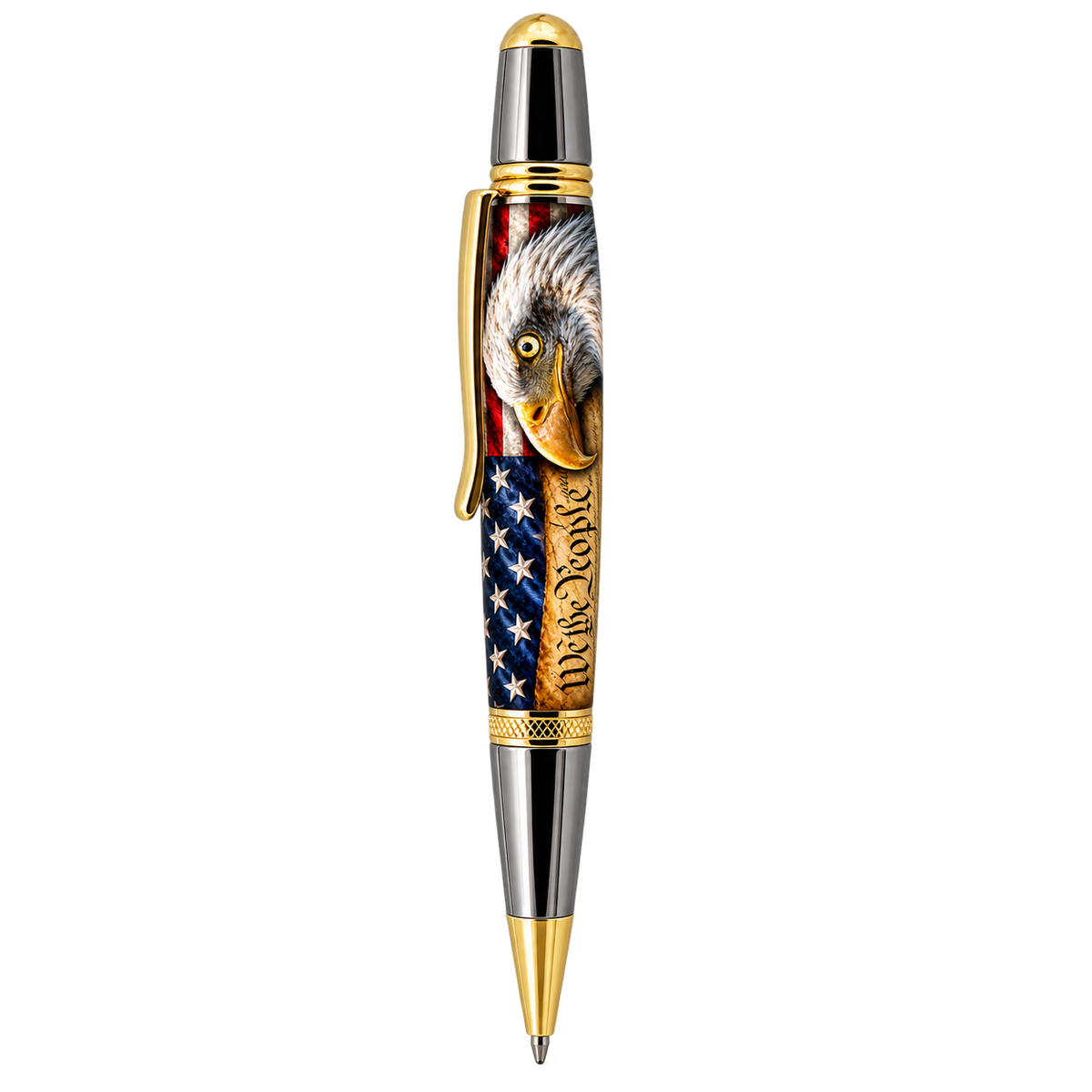 American Eagle & Historic Documents Patriotic Resin Pen Blank
