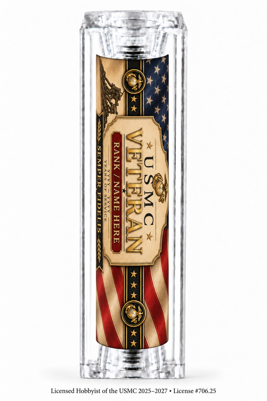 USMC Veteran Old Glory Personalized Resin Pen Blank