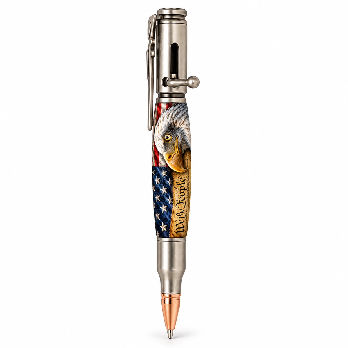American Eagle & Historic Documents Patriotic Resin Pen Blank