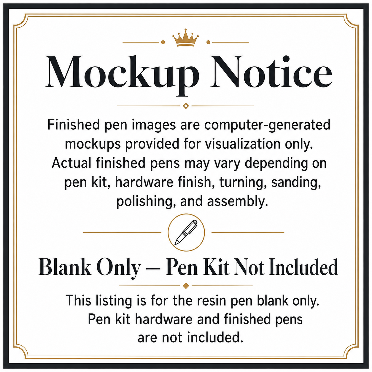 Computer generated pen mockup notice and blank only disclosure