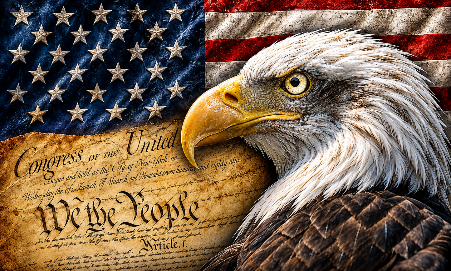 American Eagle & Historic Documents Patriotic Resin Pen Blank
