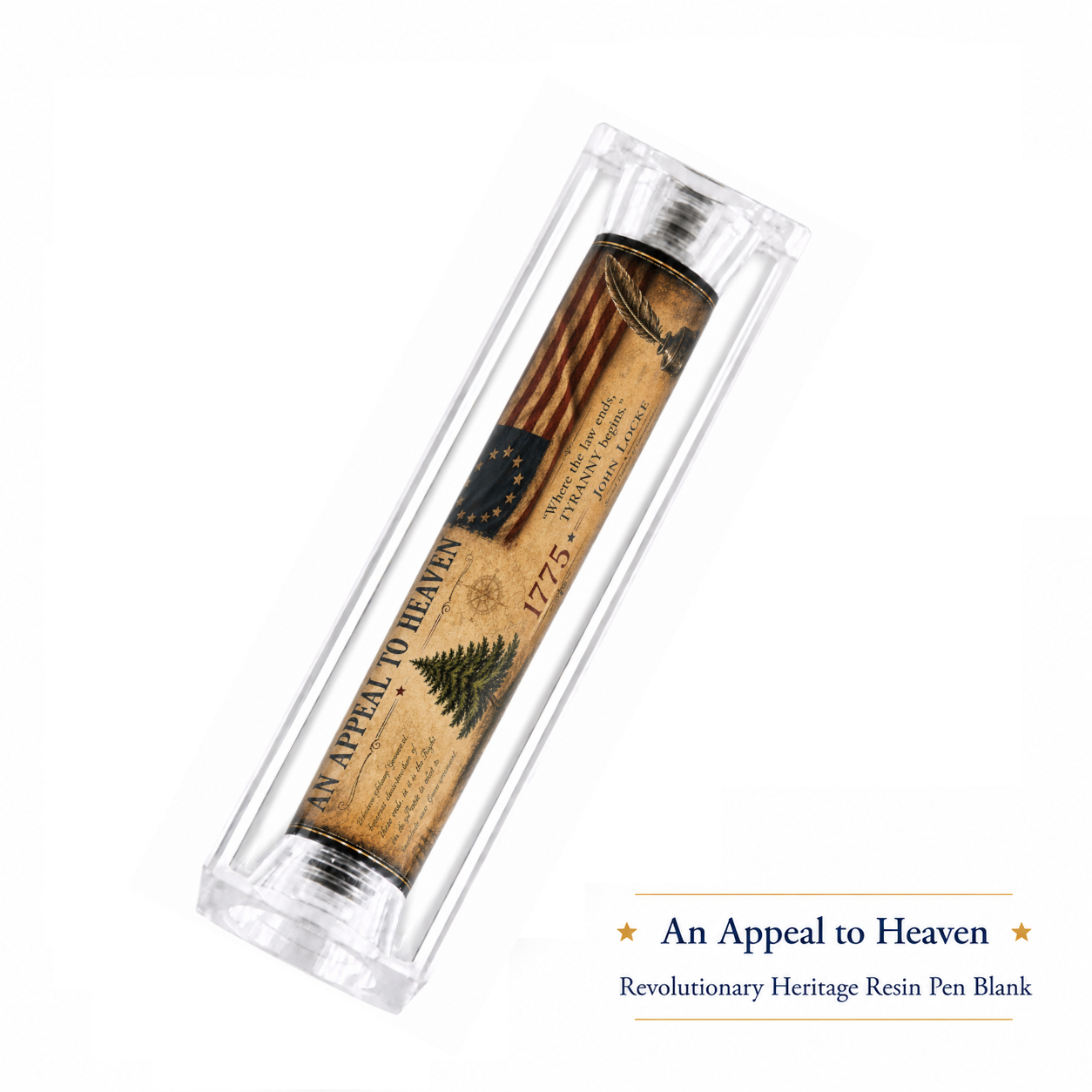An Appeal to Heaven & 13-Star Flag Resin Pen Blank
