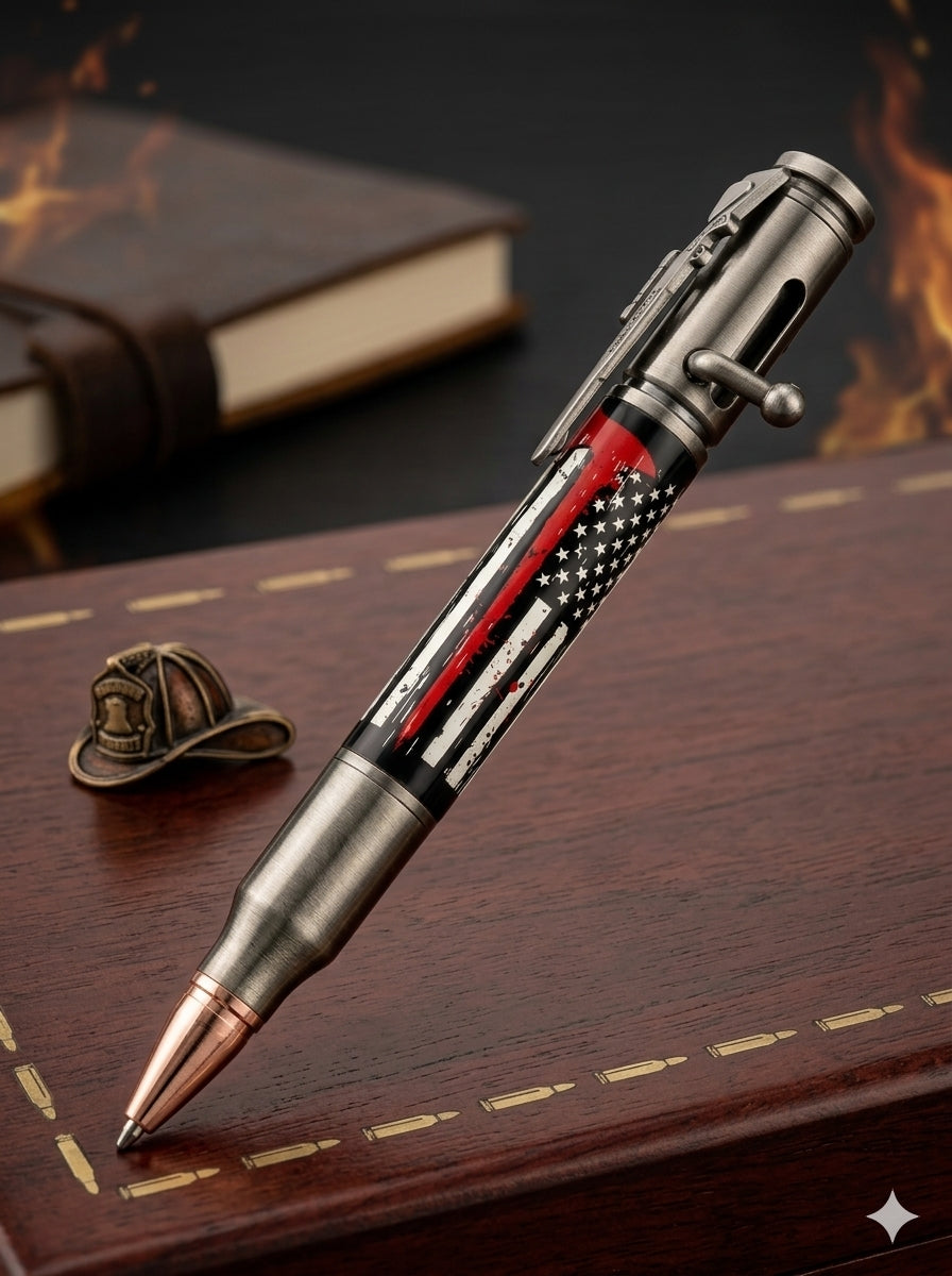 Fire Axe Thin Red Line Pen Blank | Bolt Action & Sierra Pen Kits