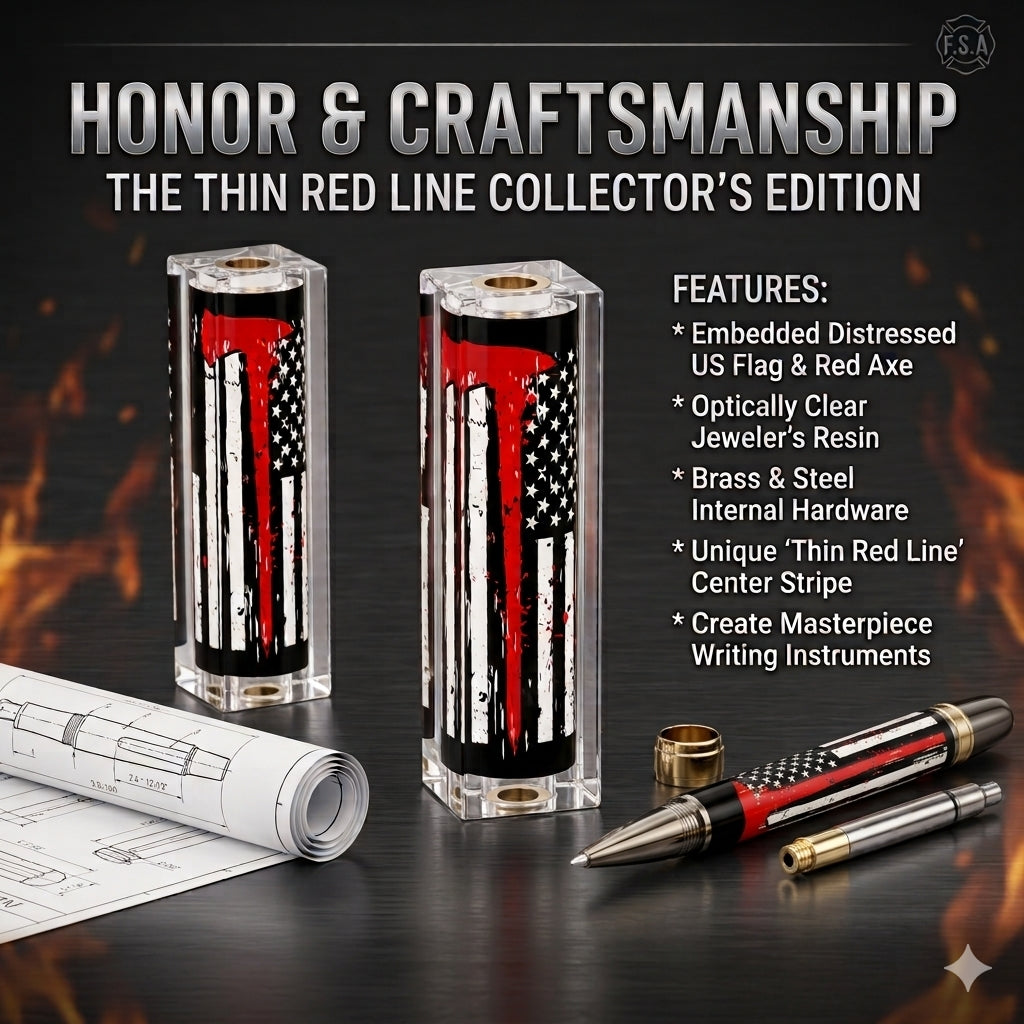 Fire Axe Thin Red Line Pen Blank | Bolt Action & Sierra Pen Kits
