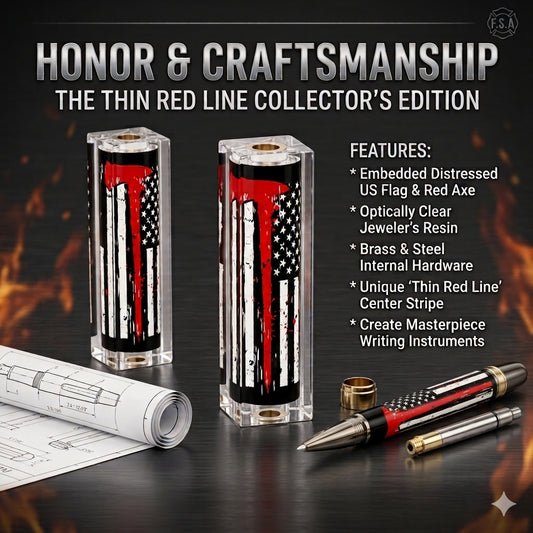 Fire Axe Thin Red Line Pen Blank | Bolt Action & Sierra Pen Kits