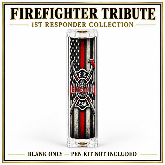 Firefighter Maltese Cross Thin Red Line resin pen blank, blank only, pen kit not included