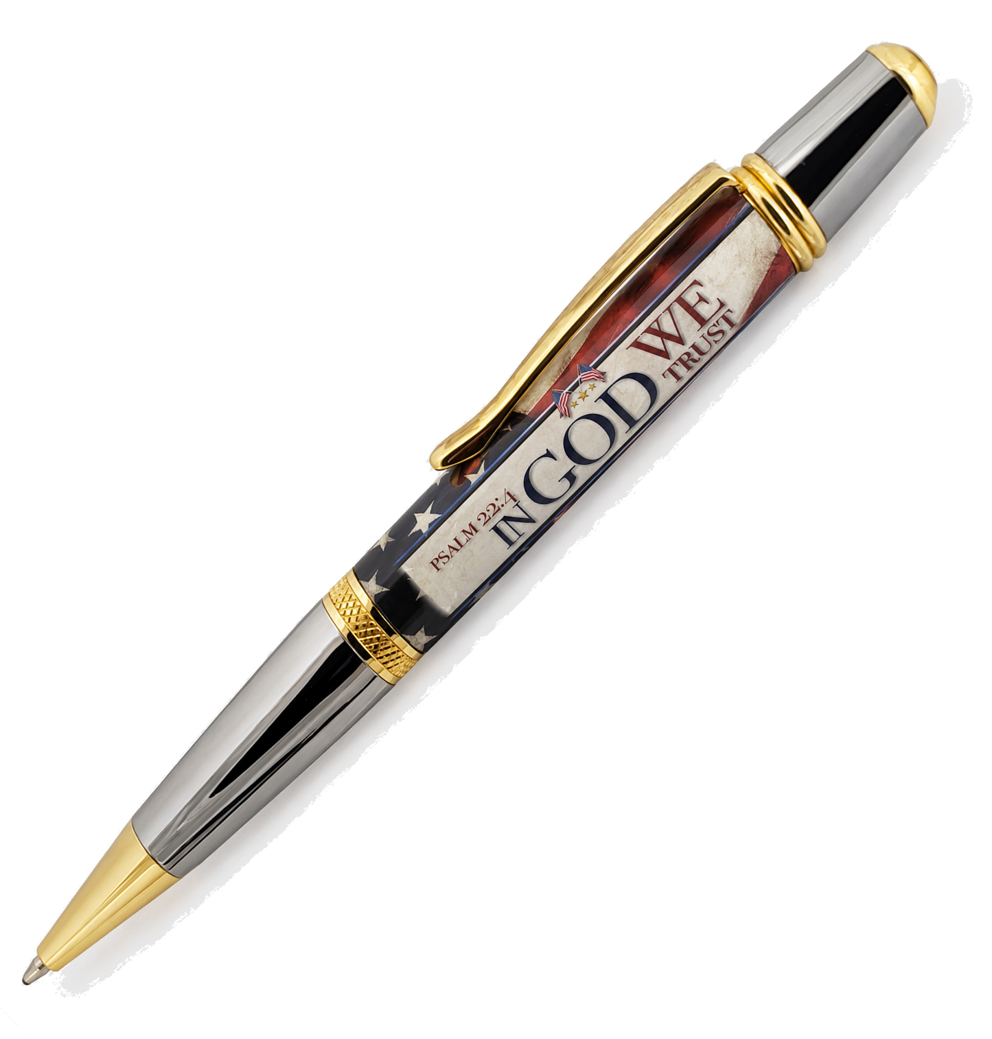 In God We Trust American Flag Resin Pen Blank