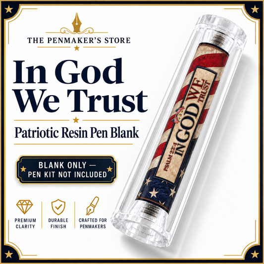 In God We Trust American Flag Resin Pen Blank