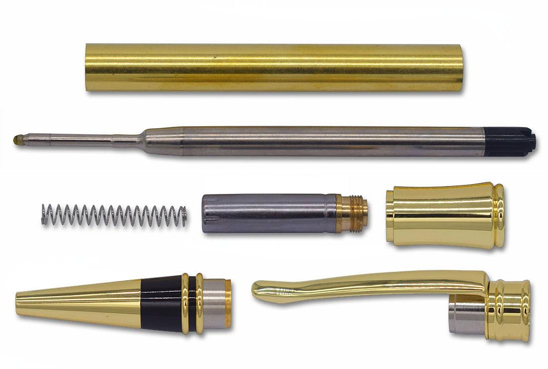 Gold Officer Pen Kit. Kit and bushings are included only with a Blank + Kit option.