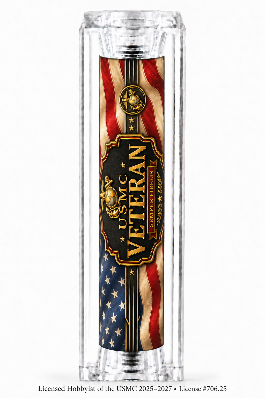 USMC Veteran Old Glory Personalized Resin Pen Blank