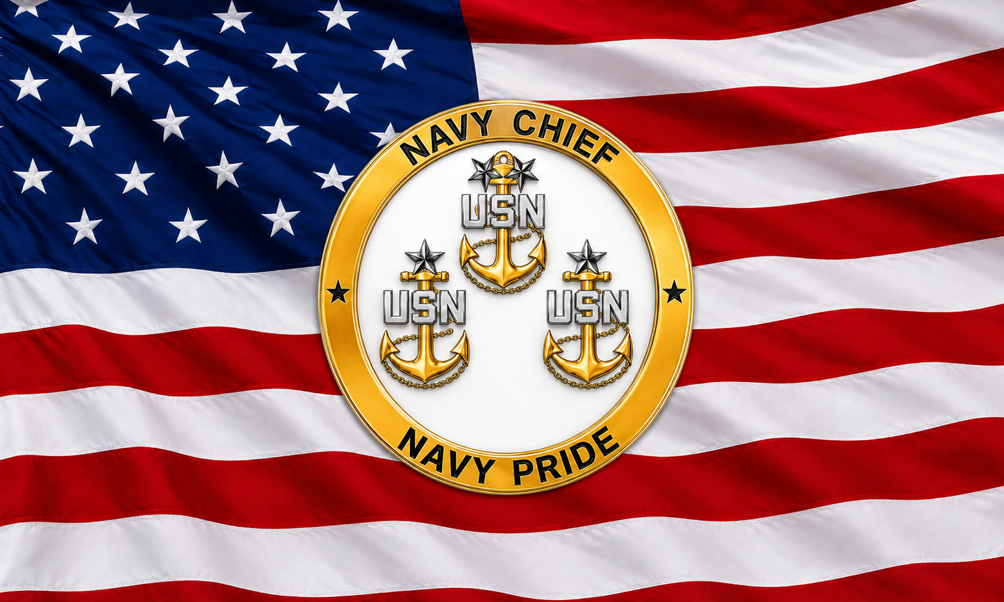 US Navy Chief Petty Officer Old Glory artwork with Emblem