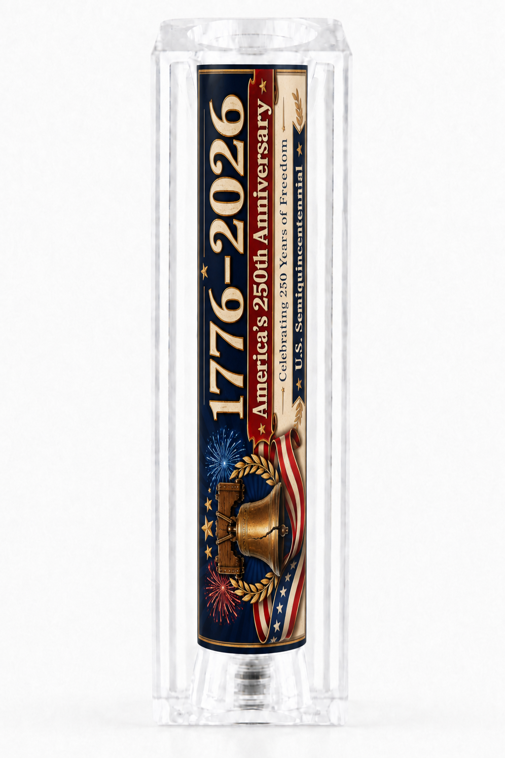 1776–2026 250th Anniversary resin pen blank with Liberty Bell patriotic artwork